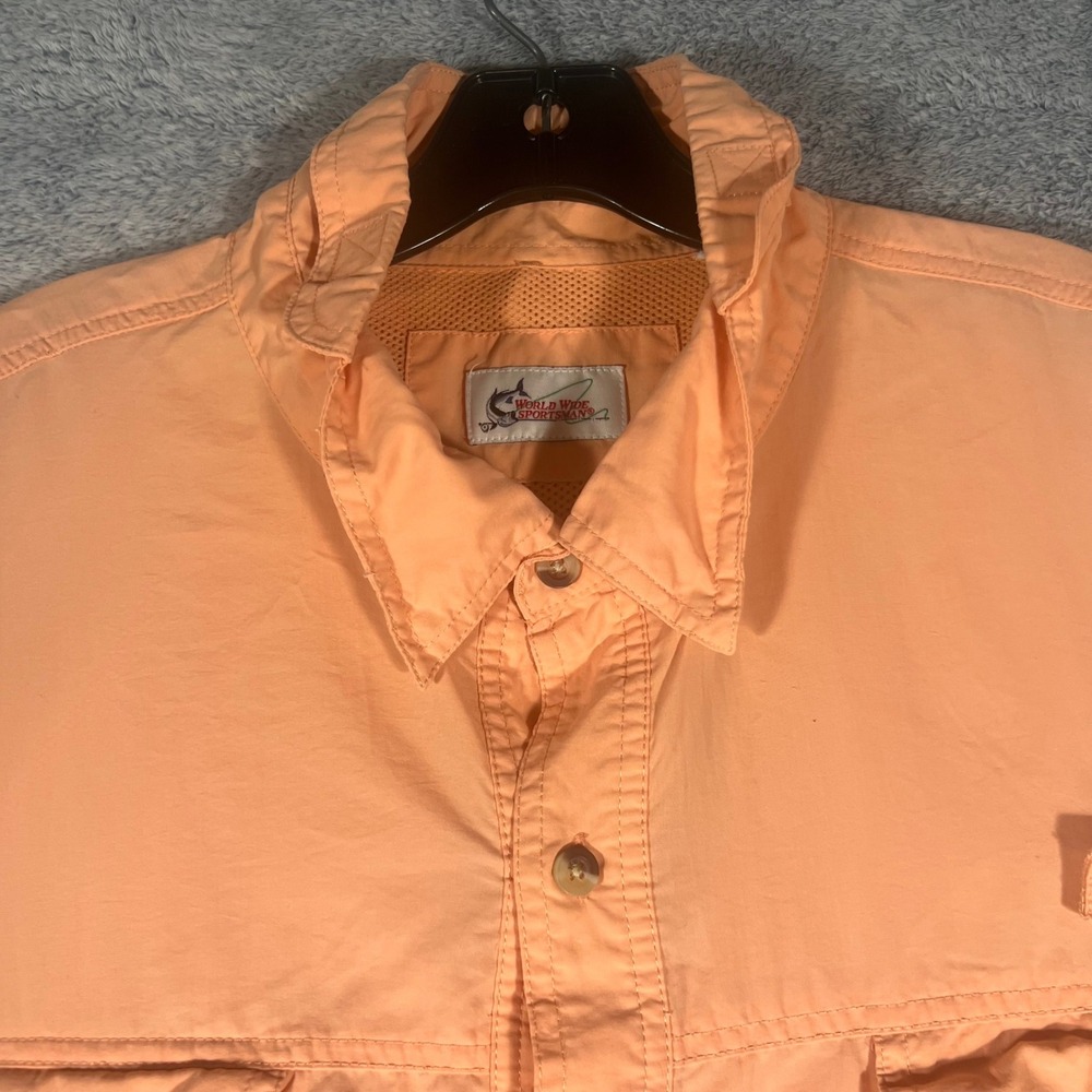 World Wide Sportsman Mens 3XL Fishing Shirt Peach Nylon Vented Long Sleeve - Picture 2 of 16